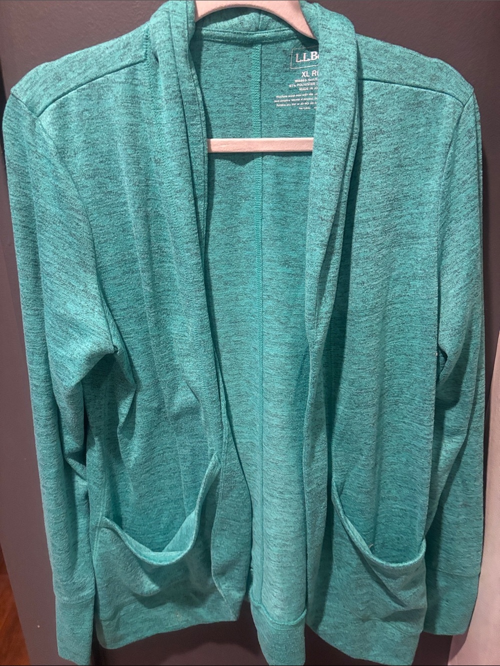 L.L. Bean Teal Open-Front Women's Cardigan with Pockets
